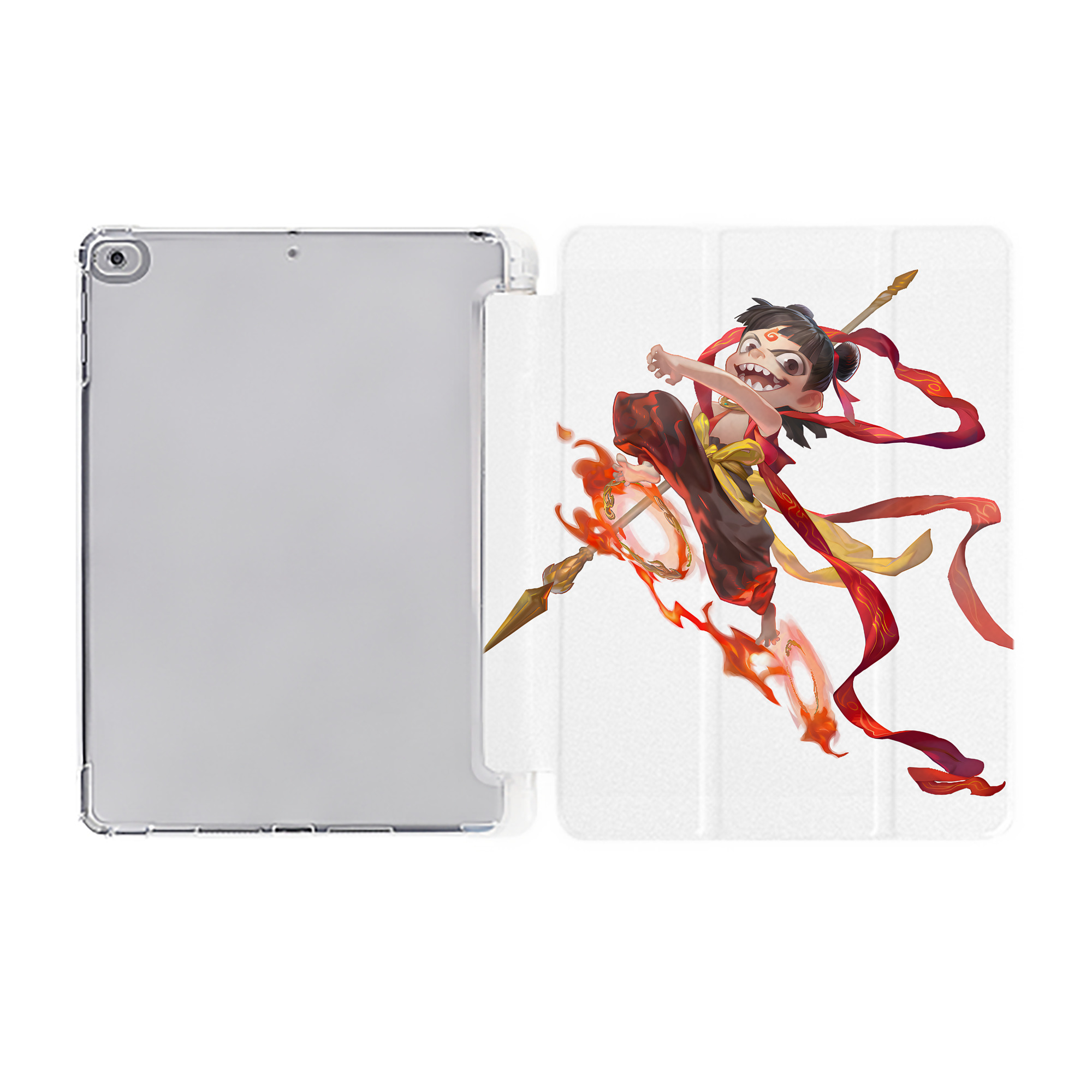 （画像用） Ne Zha 2 ナタ 魔童の大暴れ IPad ケース ペン収納付き 三つ折りスタンド PUレザー×シリコン 対応機種9.5/10.5/10.9インチ